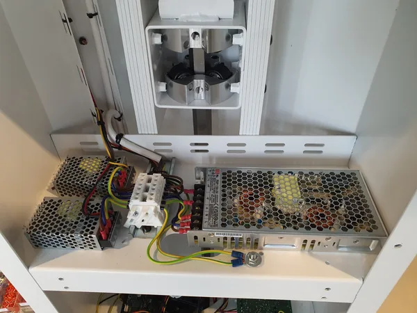 pink build — optical assembly under construction