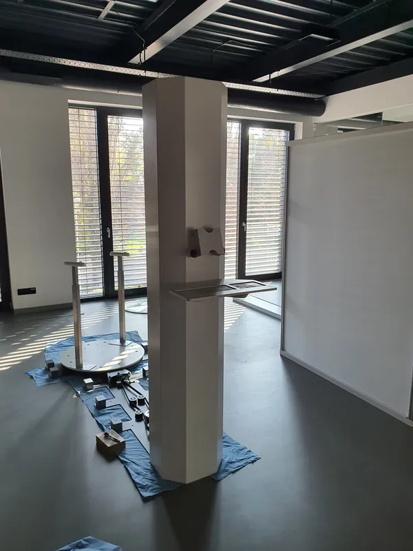pink prototype mid-build — early structural assembly