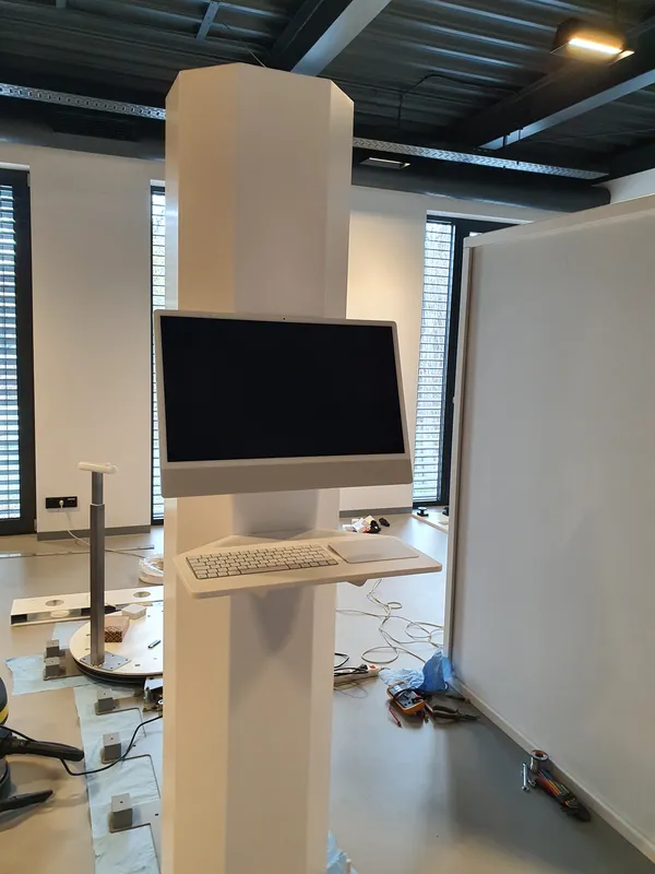 pink prototype mid-build — internal fit-out