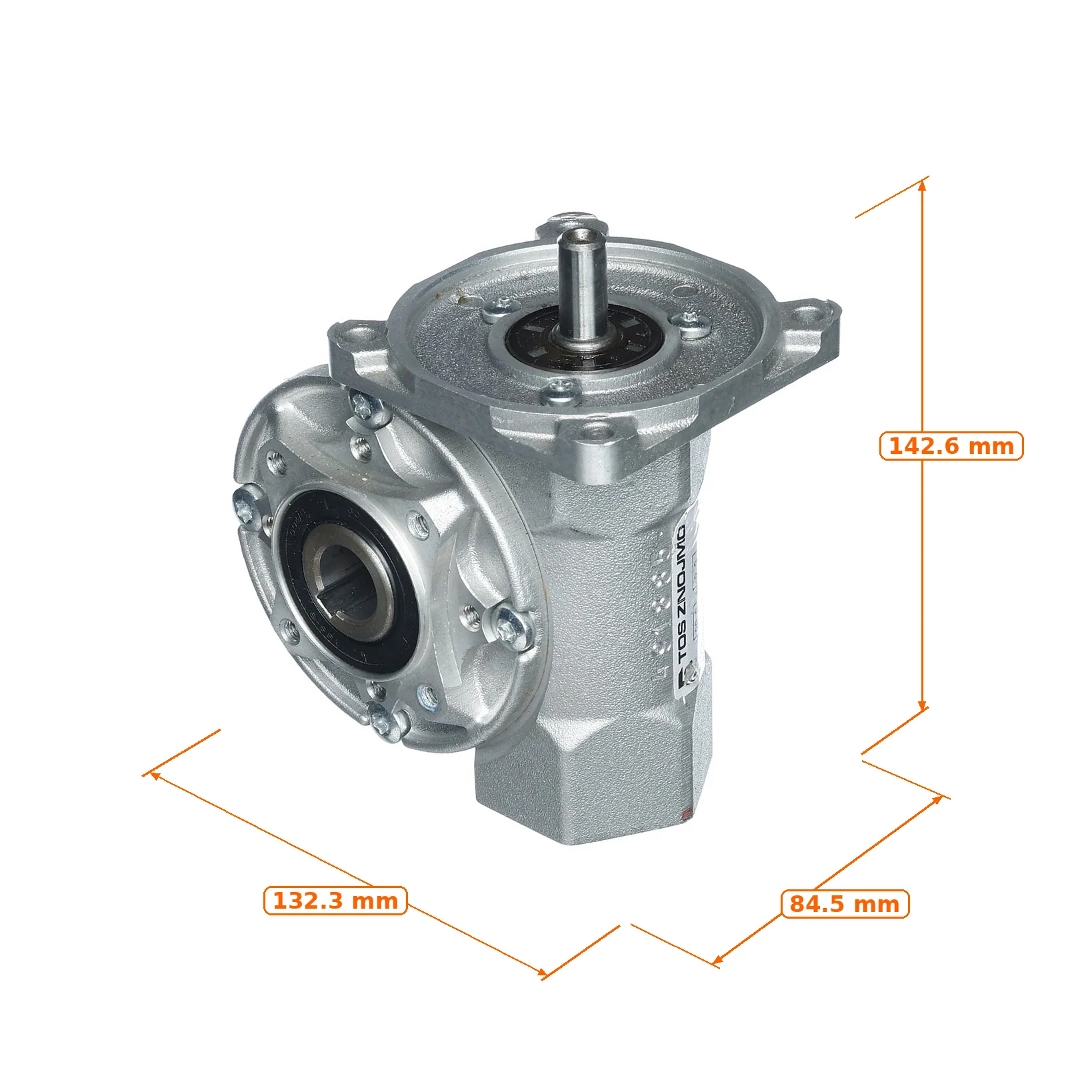 Basic dimensions drawn automatically on a gearbox photo